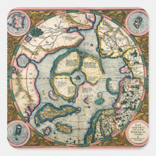 Sticker Carré septentrionalium terrarum descriptio, map of the A