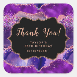 Sticker Carré Séquins rose pourpre foncé Agate Anniversaire Merc