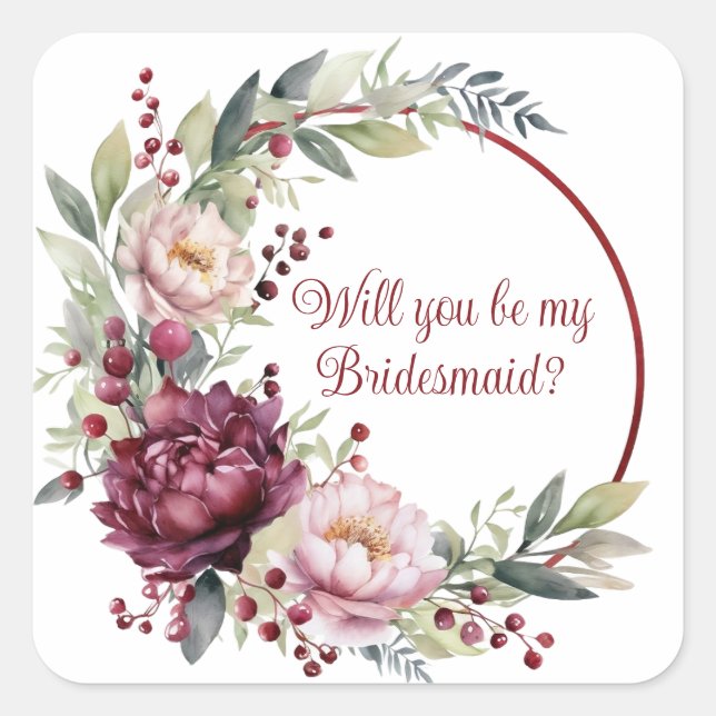 Sticker Carré Seras-tu ma demande de témoin de mariage (Devant)