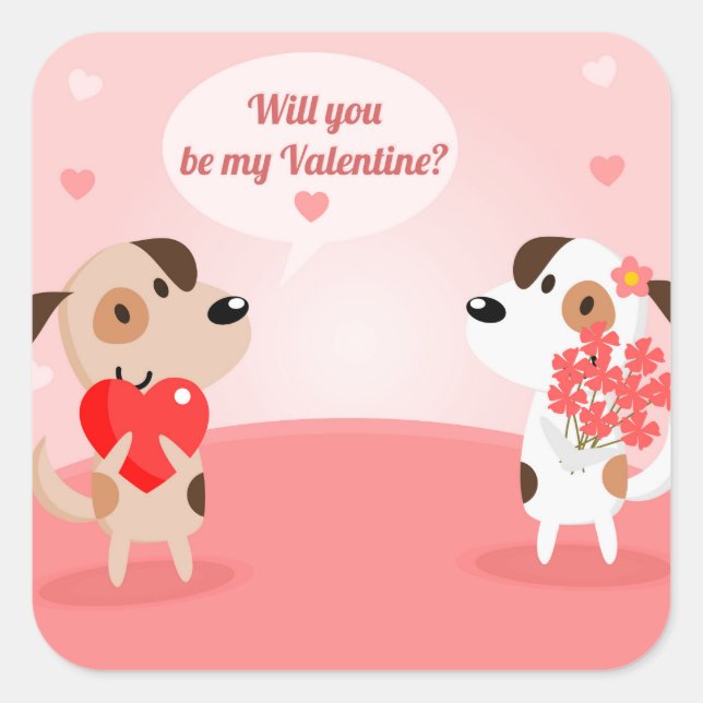 Sticker Carré Seras-Tu Ma Valentine ? (Devant)