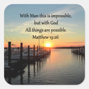 STICKER CARRÉ SERENE MATTHEW 19:26 DESIGN PHOTO SUNSET