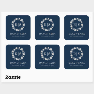 Sticker Carré Sérénité de minuit Nuit et Argent Mariage