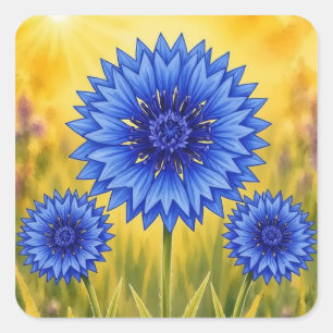 Sticker Carré Série Radiant Petal – Bleuet