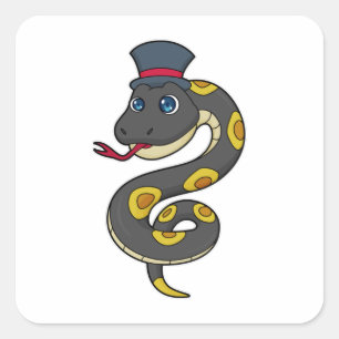 Sticker Carré Serpent avec Casquette