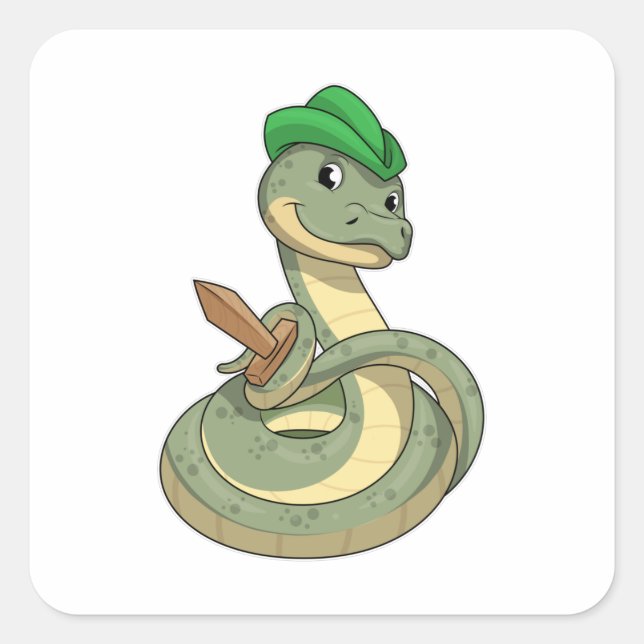Sticker Carré Serpent avec épée (Devant)