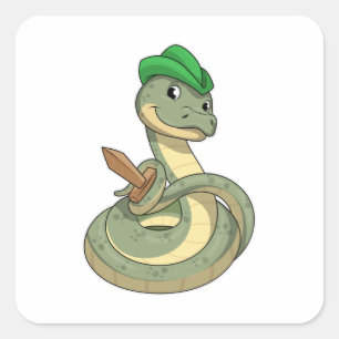Sticker Carré Serpent avec épée