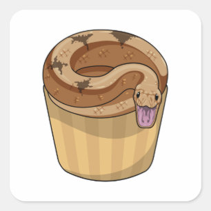 Sticker Carré Serpent avec muffin