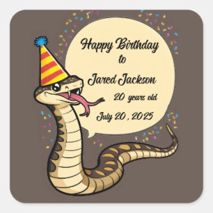Sticker Carré Serpent de bétail portant une caricature casquette