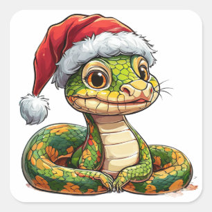 Sticker Carré Serpent de dessin animé adorable