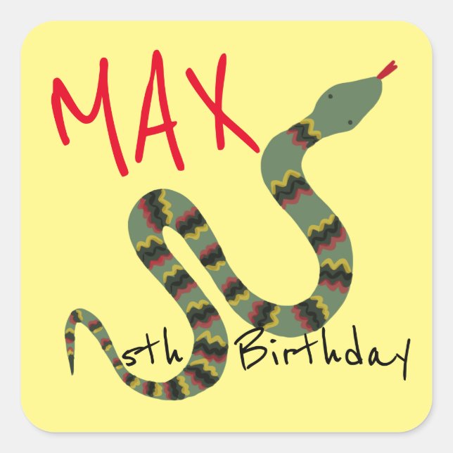 Sticker Carré Serpent pour explorer Jungle Safari Anniversaire (Devant)