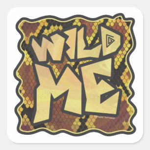 Sticker Carré Serpent Wild Me Brown et imprimé or