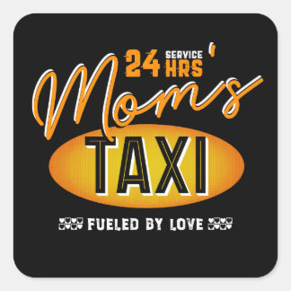 Sticker Carré Service de taxi 24 heures sur 24, alimenté par l'a