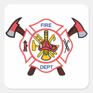 Sticker Carré Service d'incendie