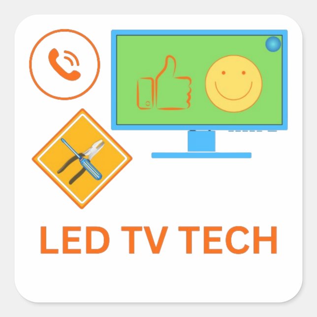 Sticker Carré Service d'installation de technologie LED TV (Devant)