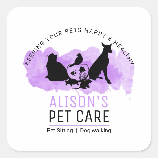 Sticker Carré Services d'entretien pour animaux / Services de sé (Devant)