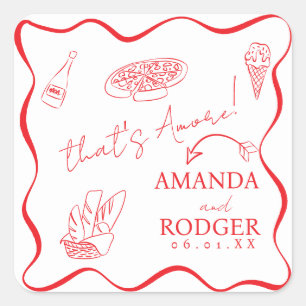 Sticker Carré Serviette de mariage Italian Doodles That's Amore