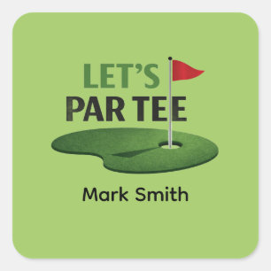Sticker Carré Serviettes Golf Let's Par Tee   Enterrement de vie