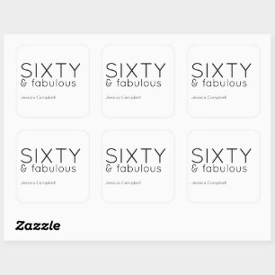Sticker Carré Serviettes pour 60 ans avec écriture Soixante et F