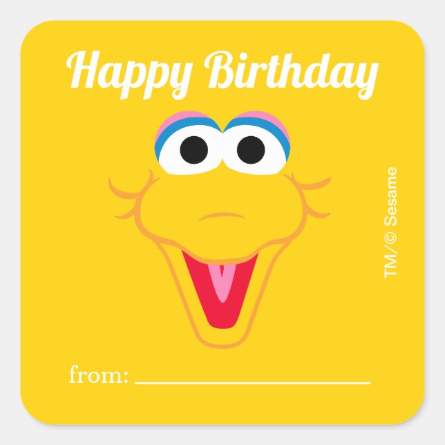 Sticker Carré Sesame Street Big Bird | Un cadeau de - Anniversai (Devant)