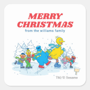 Sticker Carré Sesame Street Hiver Joyeux Noël
