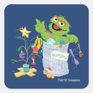 Sticker Carré Sesame Street Oscar - Sapin de Noël