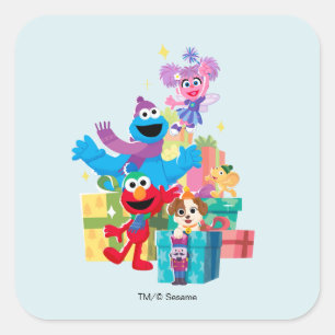 Sticker Carré Sesame Street Pals and Presents