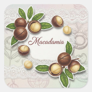 Sticker Carré Shabby Chic. Macadamia, par Natasha Us