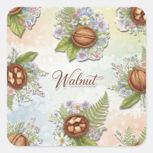 Sticker Carré Shabby Chic. Walnut, par Natasha Us