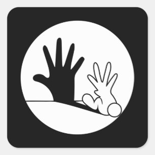 Sticker Carré Shadow Figure Rabbit Animal Welfare Amoureux des a