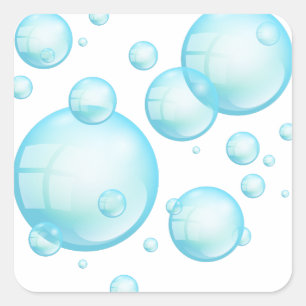 Sticker Carré Shampooing bleu turquoise bulles d'air