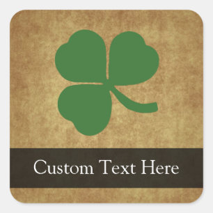 Sticker Carré Shamrock avec de l'or vintage