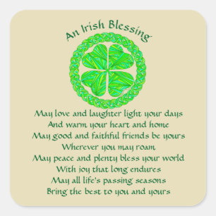 Sticker Carré Shamrock celte de la bénédiction irlandaise