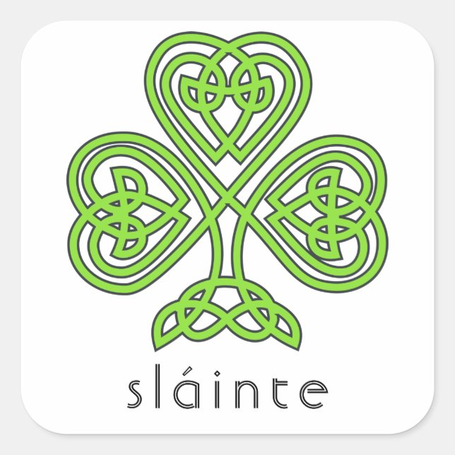 Sticker Carré Shamrock celte Sainte Vert Saint Patrick (Devant)