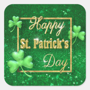 Sticker Carré Shamrock d'or de la Saint-Patrick