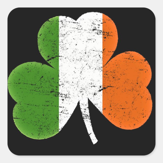 Sticker Carré Shamrock du drapeau de la Saint Patrick (Devant)