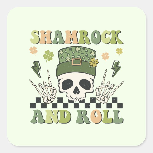 Sticker Carré Shamrock et rouleau (Devant)