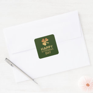 Sticker Carré Shamrock Gold Foil, Saint Patrick's Day