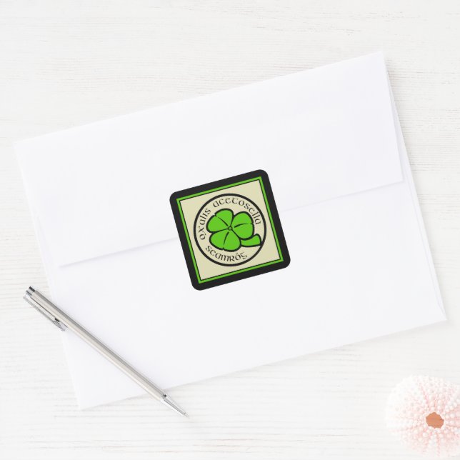 Sticker Carré Shamrock vert Saint Patrick's Day Floral Art (Enveloppe)