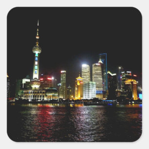 Sticker Carré Shanghai la nuit