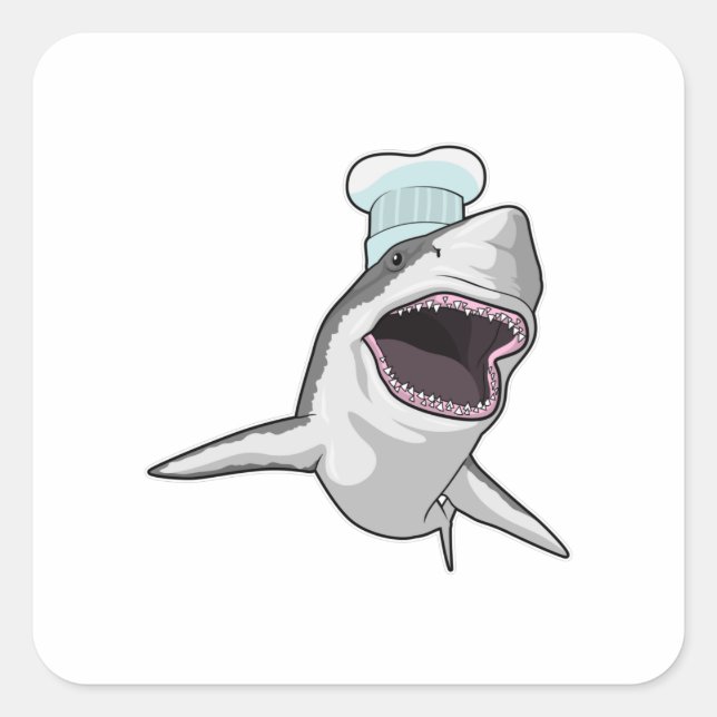 Sticker Carré Shark as Cook (Devant)