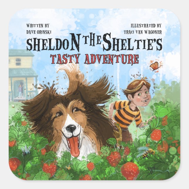 Sticker Carré Sheldon the Sheltie (Devant)