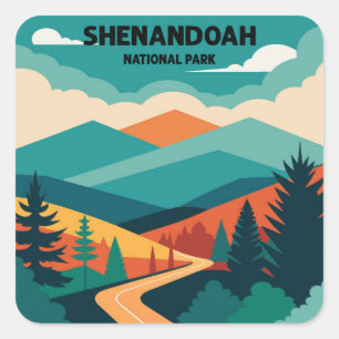 Sticker Carré Shenandoah National Park Virginia USA