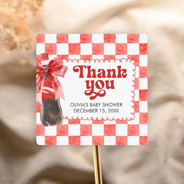 Sticker Carré She's Ready to Pop Baby Shower (She's Ready to Pop Cola Baby Shower Sticker)