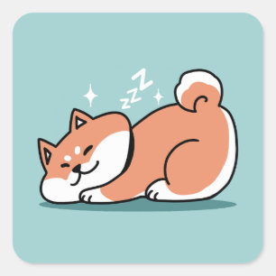 Sticker Carré Shiba Inu Art : Juste un Shiba Lying Low