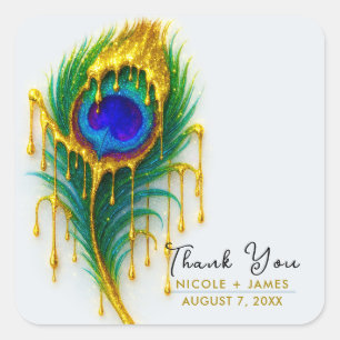 Sticker Carré Shimmer Gold Drity Beauty Glam Peacock Feather