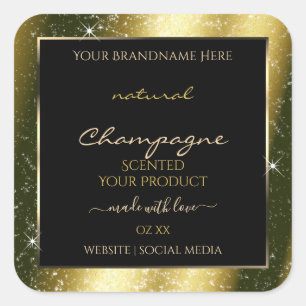 Sticker Carré Shimmery Gold Sparkle Parties scintillant cadre Ét