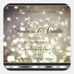 Sticker Carré Shimmery Platinum Parties scintillant Produit Étiq