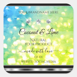 Sticker Carré Shimmery Turquoise Parties scintillant verte Produ