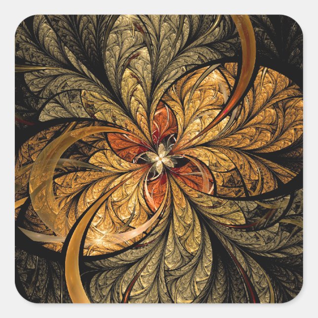 Sticker Carré Shining Leaves Fractal (Devant)