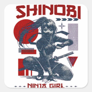 Sticker Carré Shinobi ninja fille T-shirt